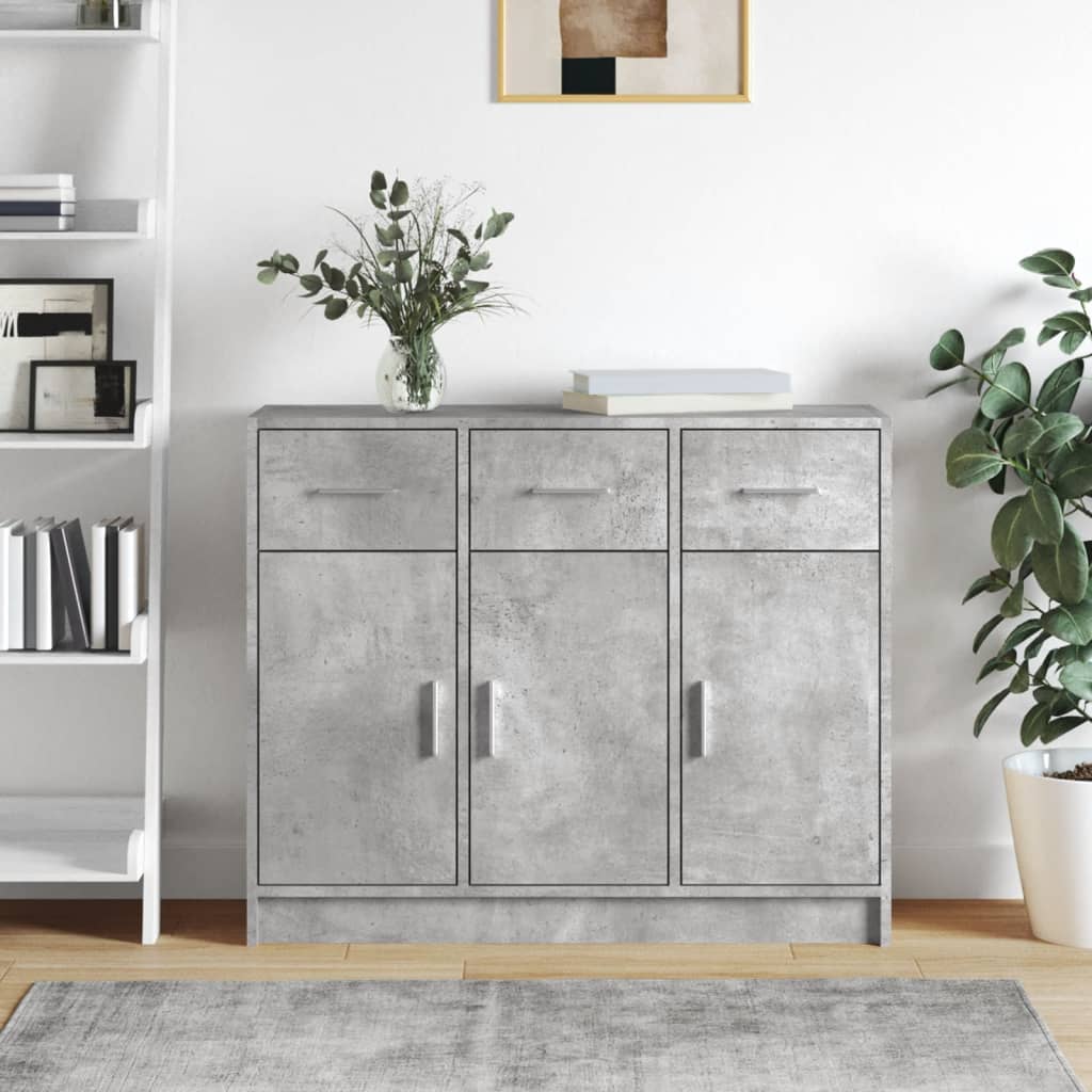 Credenza grigio cemento 91x28x75 cm in multistrato