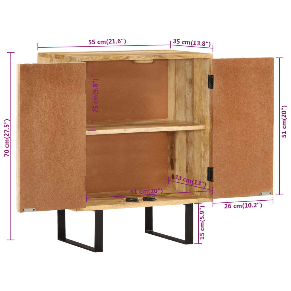 Buffet mit 2 Türen 55x35x70 cm Mangoier Massivholz