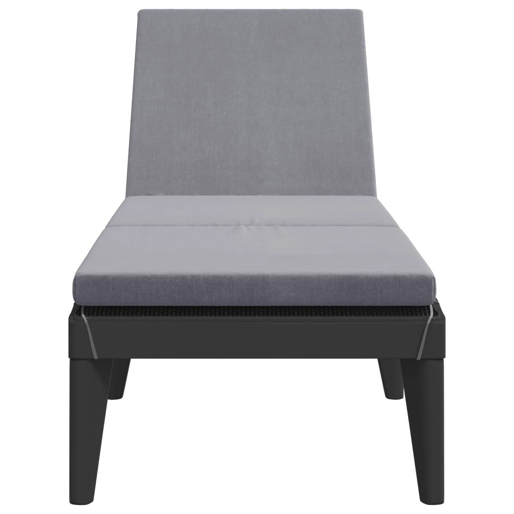 Long chair with anthracite cushion 186x60x29 cm pp