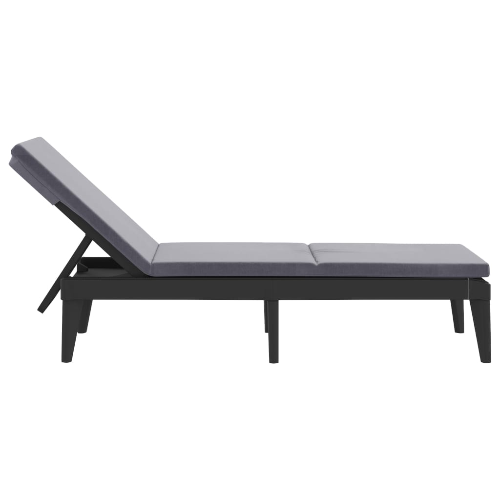 Long chair with anthracite cushion 186x60x29 cm pp
