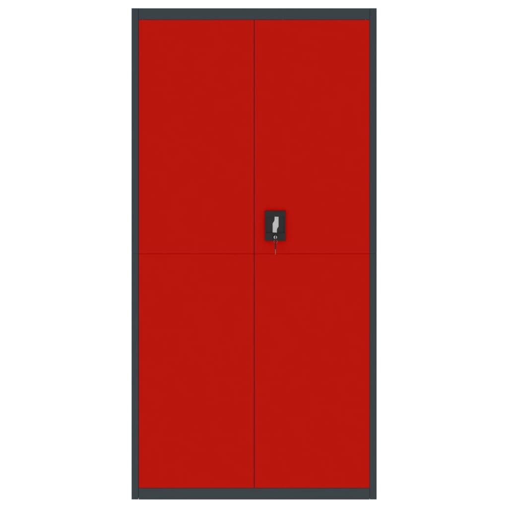 Anthracite and red binder 90x40x180 cm steel