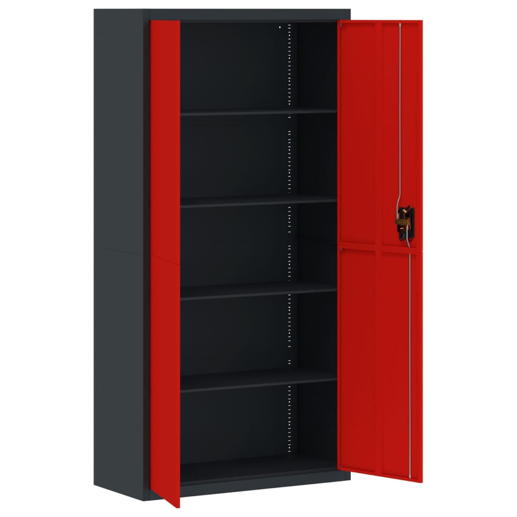Anthracite and red binder 90x40x180 cm steel