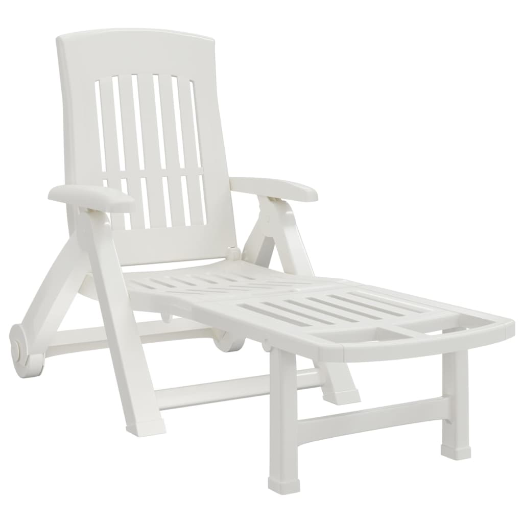 Foldable long chair with white pp wheels