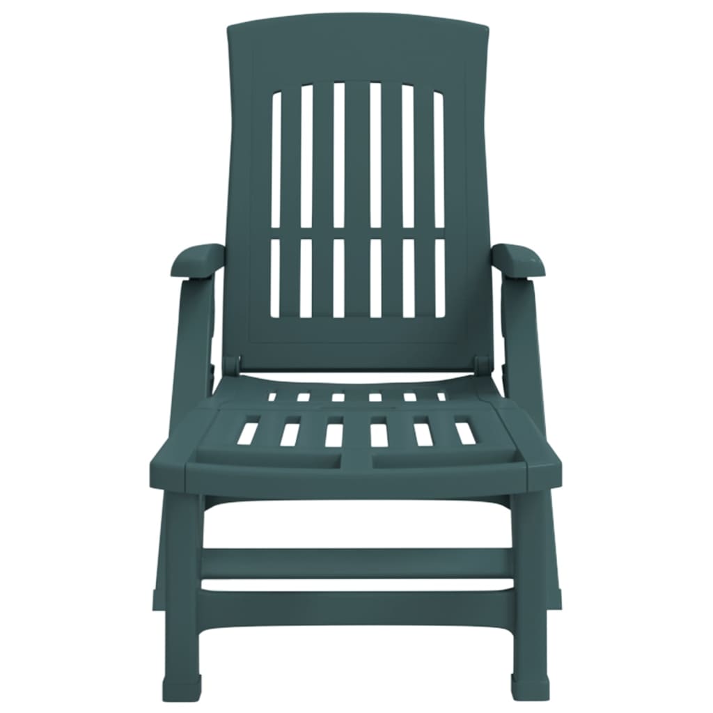 Faltbarer Lounge -Stuhl mit grünen Rädern PP