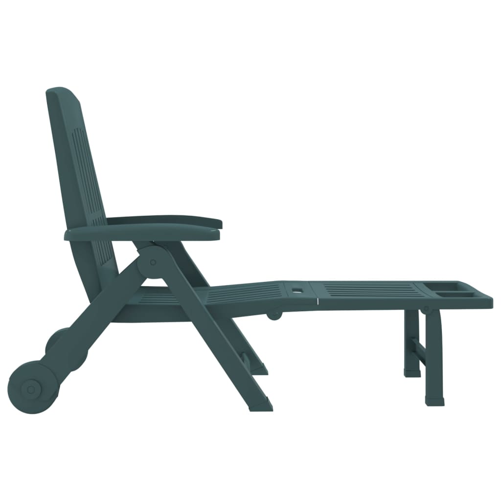 Foldable lounge chair with green wheels pp
