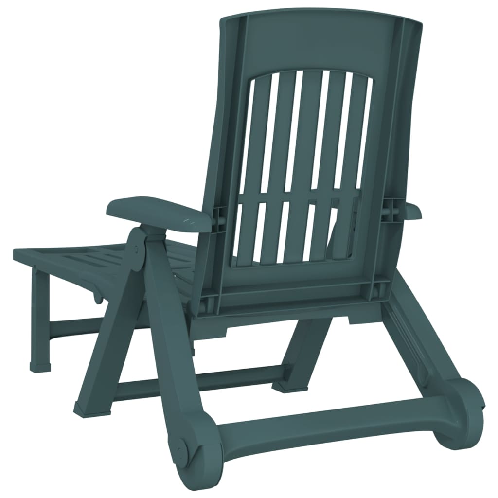 Faltbarer Lounge -Stuhl mit grünen Rädern PP
