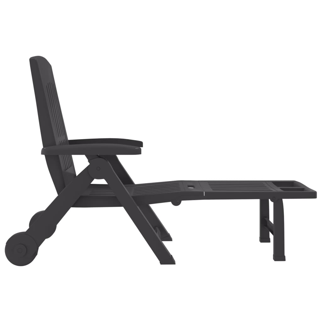 Foldable long chair with anthracite wheels pp