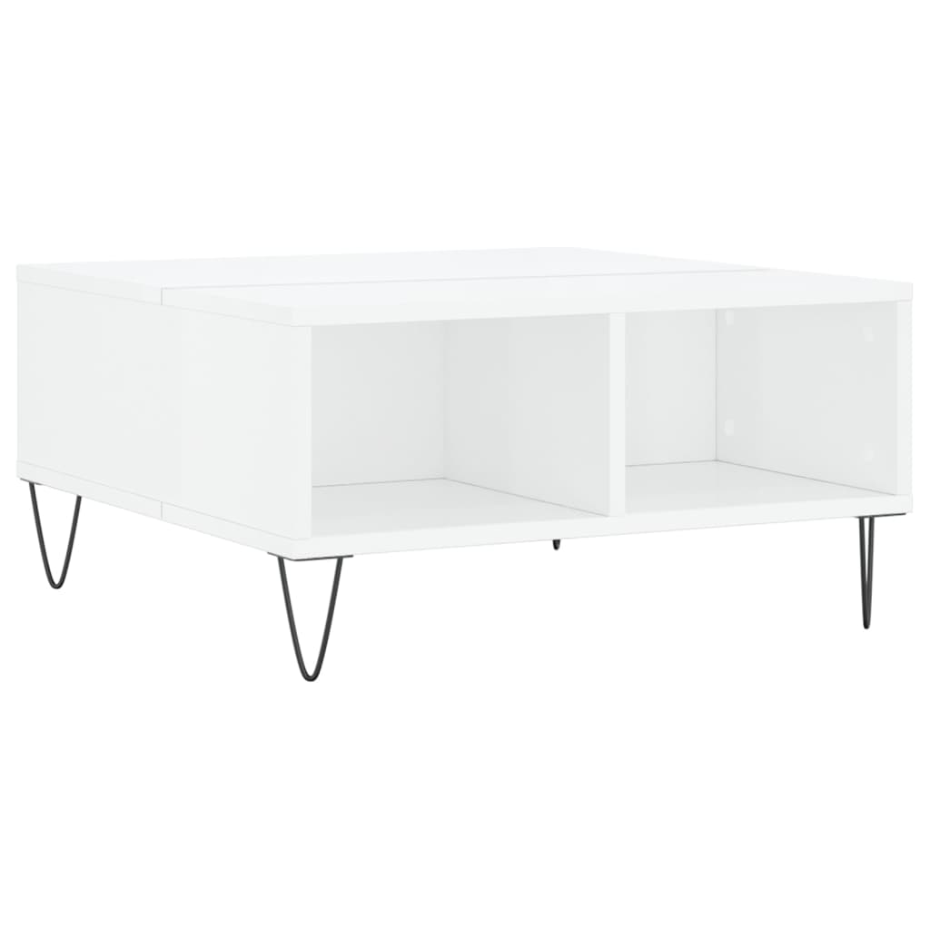 Tavolino bianco lucido 60x60x30 cm in multistrato
