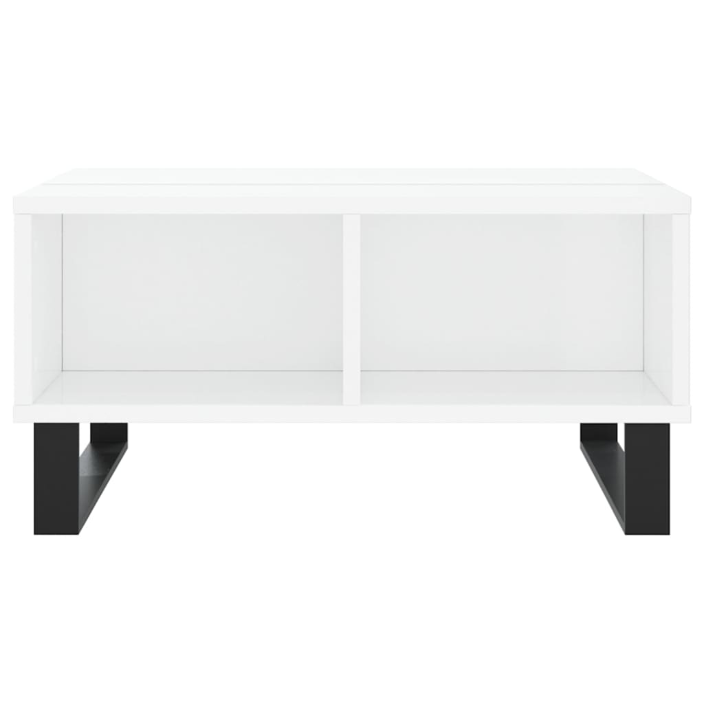 Tavolino bianco lucido 60x60x30 cm in multistrato