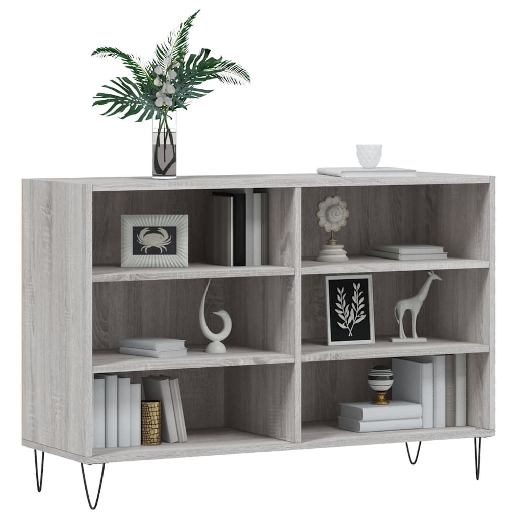 Credenza Sonoma grigia 103,5x35x70 cm in derivati ​​del legno