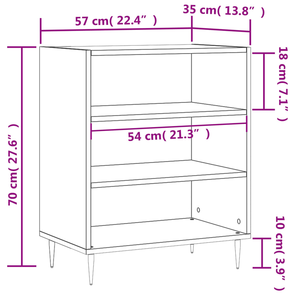 Credenza bianca 57x35x70 cm in derivati ​​del legno