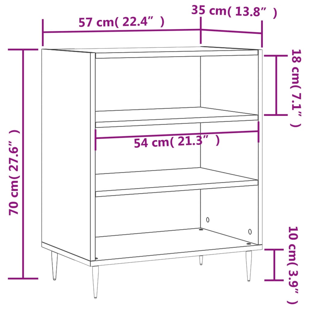 Buffet chêne sonoma 57x35x70 cm bois d'ingénierie