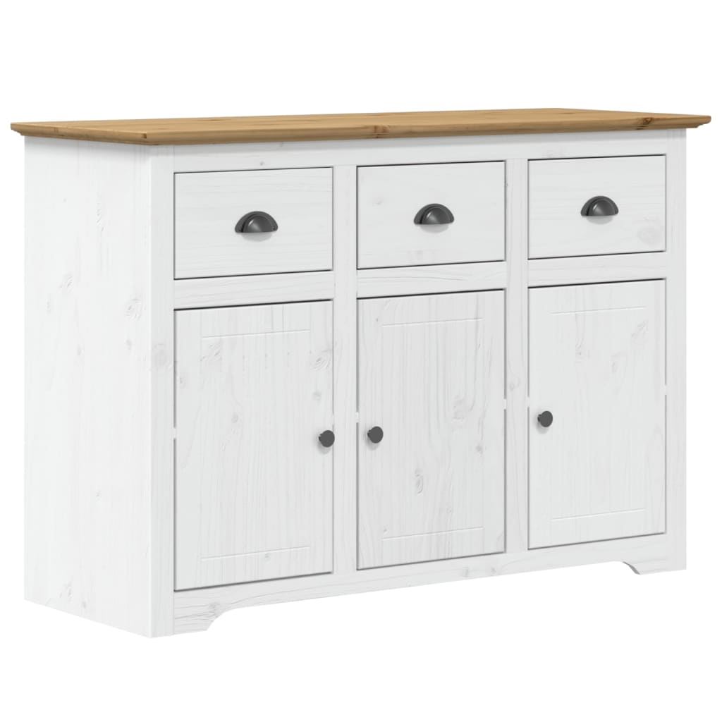 Buffet BODO blanc et marron 115x43x79,5 cm bois massif de pin