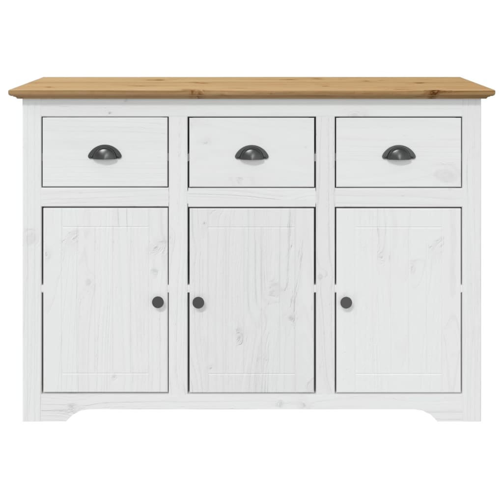 Credenza BODO bianca e marrone 115x43x79,5 cm in legno di pino massiccio