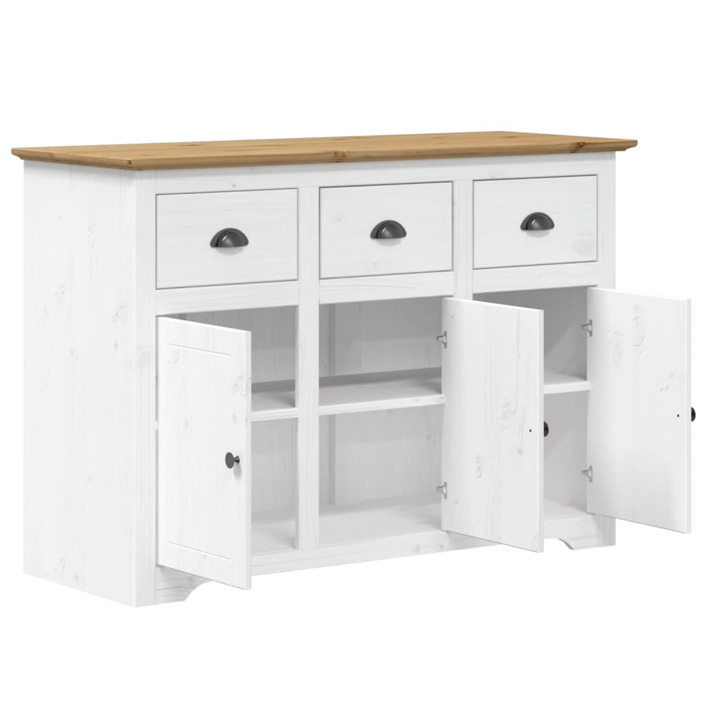 Buffet BODO blanc et marron 115x43x79,5 cm bois massif de pin