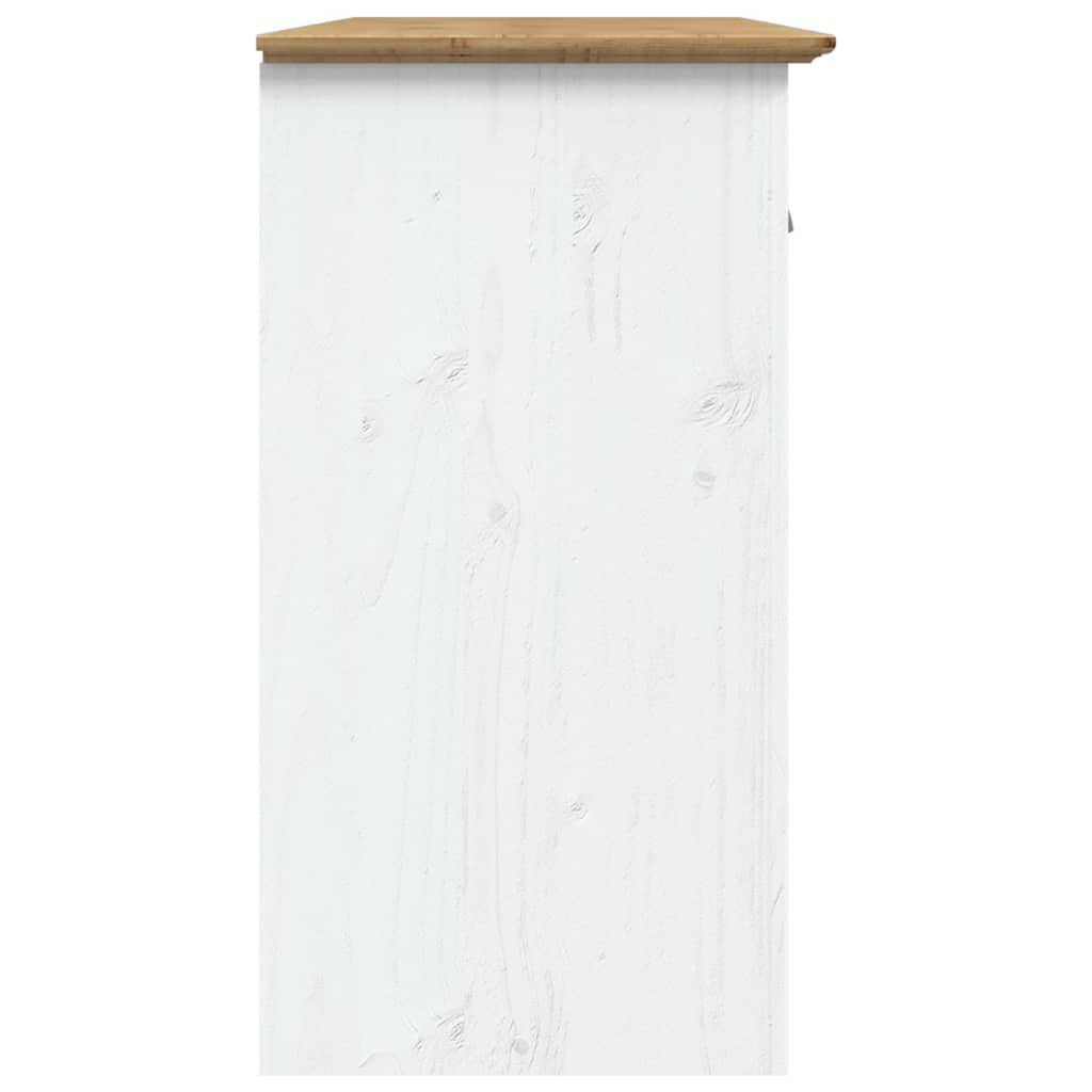 Buffet BODO blanc et marron 115x43x79,5 cm bois massif de pin