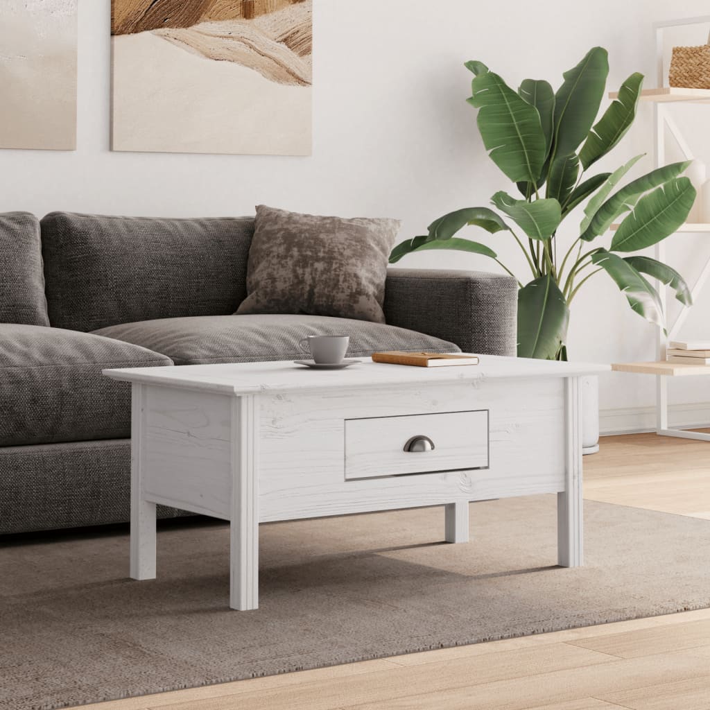 White body coffee table 100x55x45 cm Solid pine wood