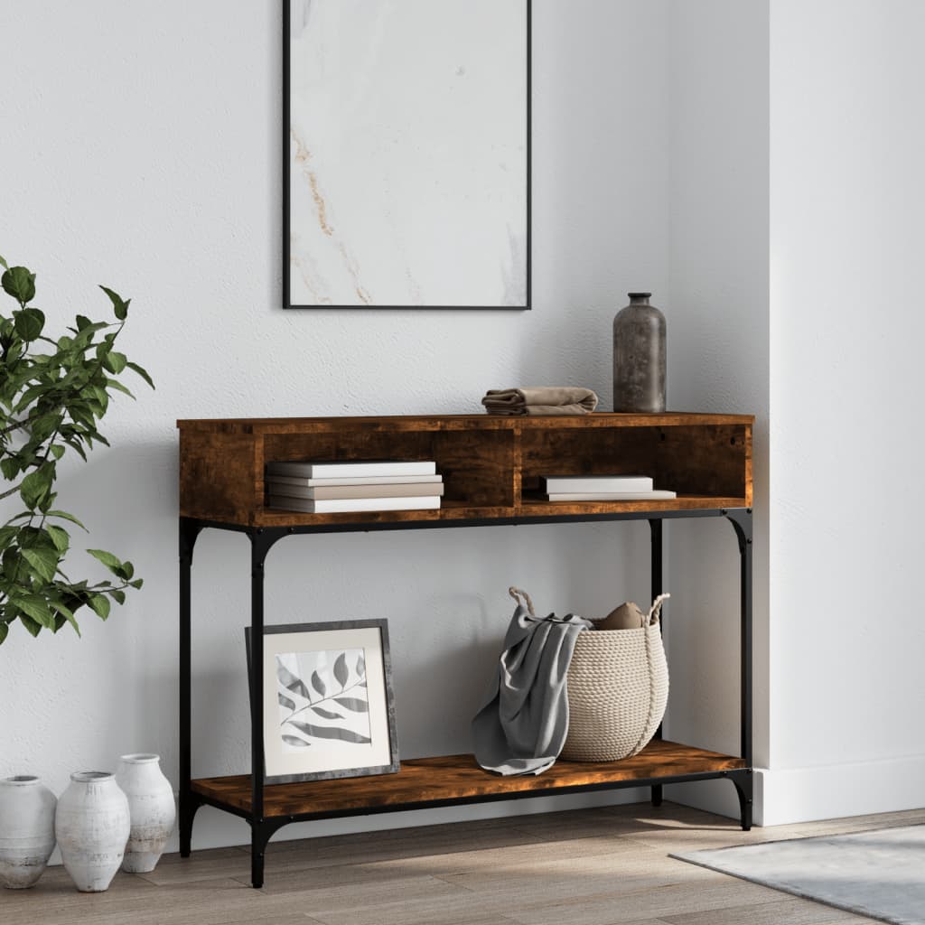 Smoked oak console table 100x30.5x75 cm engineering wood