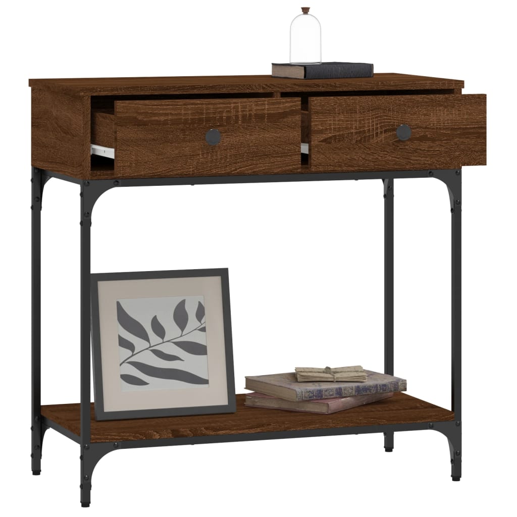 Table console chêne marron 75x34,5x75 cm bois d'ingénierie
