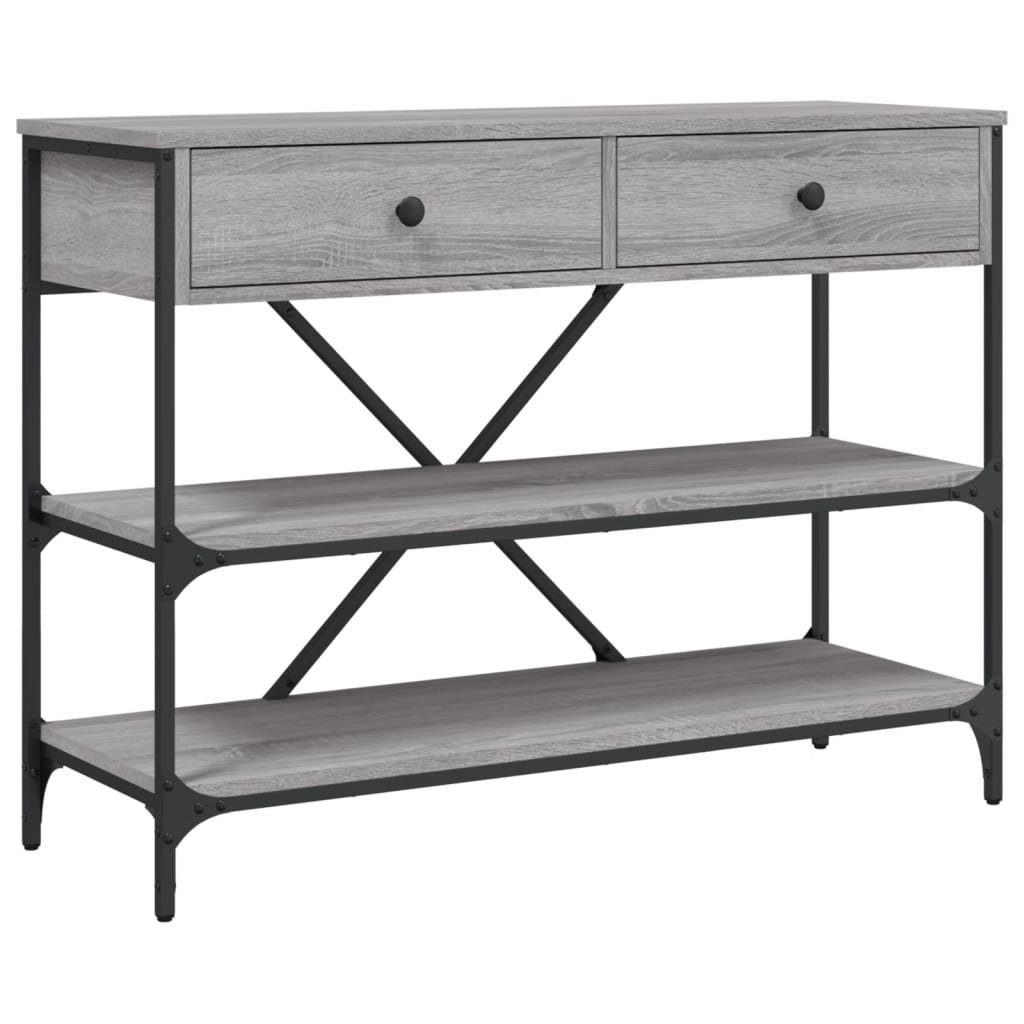 Console table with engineering wooden drawers and shelves
