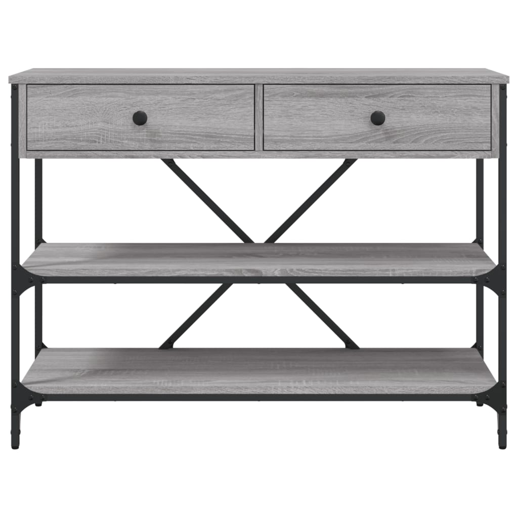 Console table with engineering wooden drawers and shelves