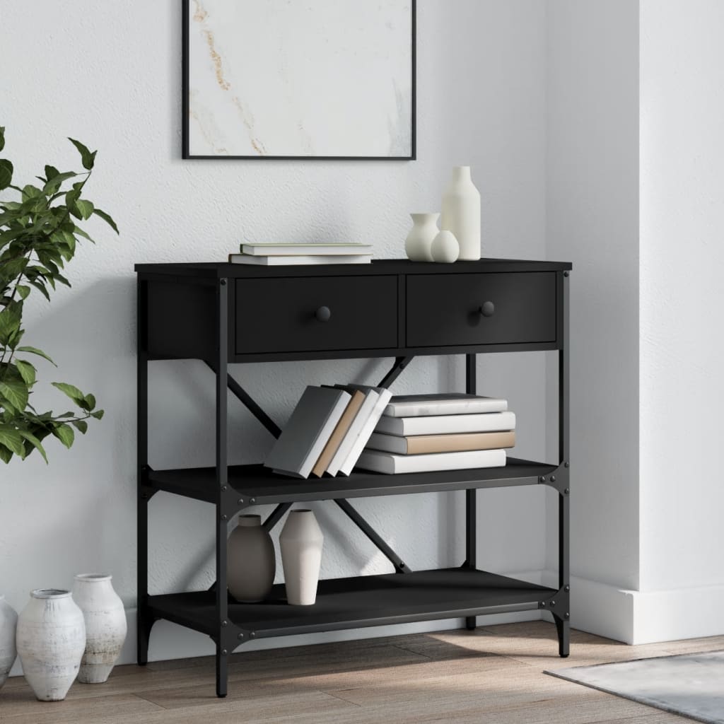 Black console table 75x34.5x75 cm engineering wood