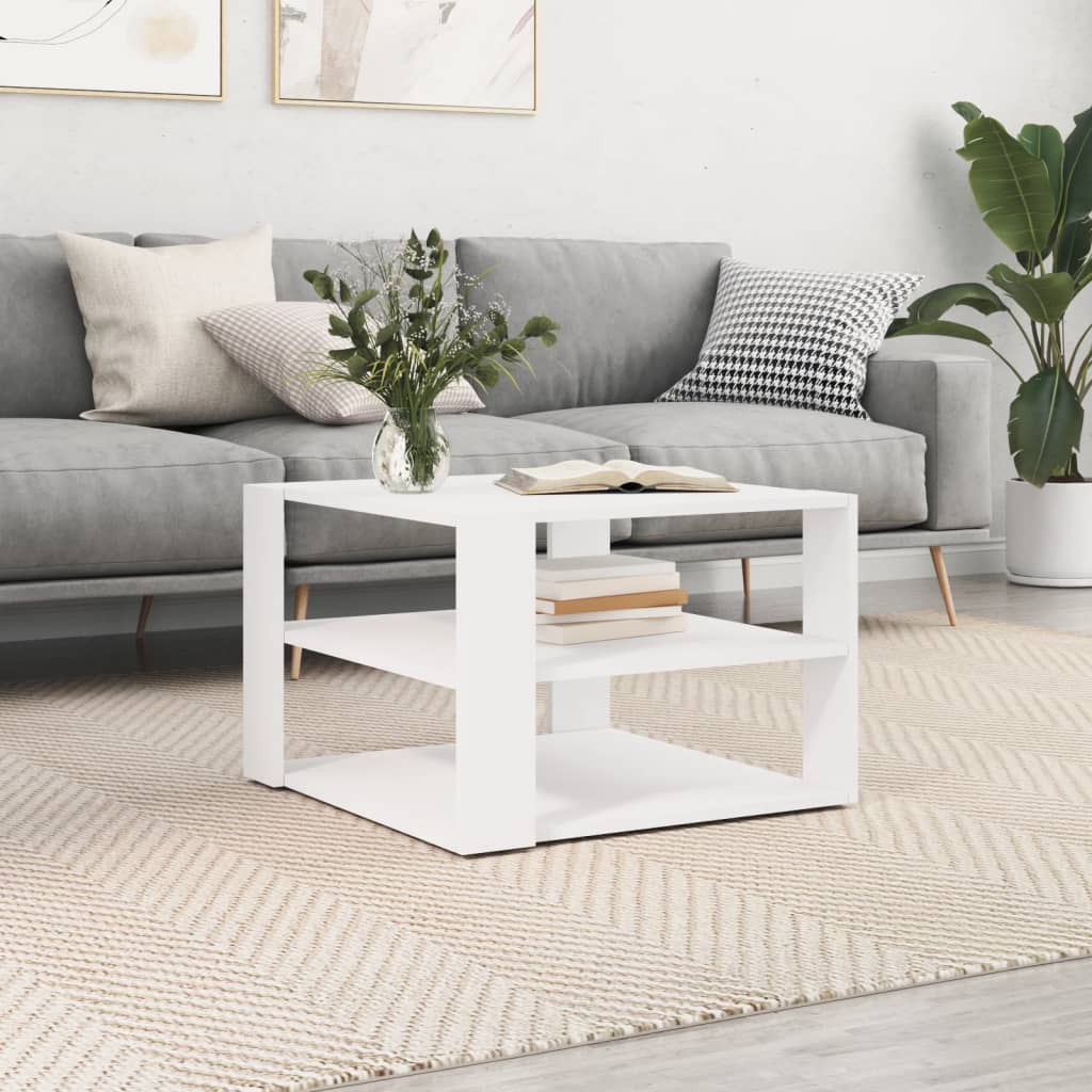 White coffee table 59.5x59.5x40 cm engineering wood