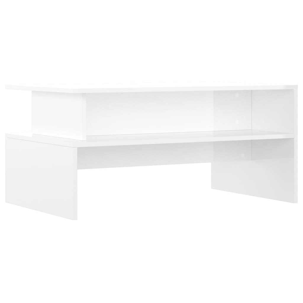 Table basse blanc brillant 90x55x42,5 cm bois d'ingénierie