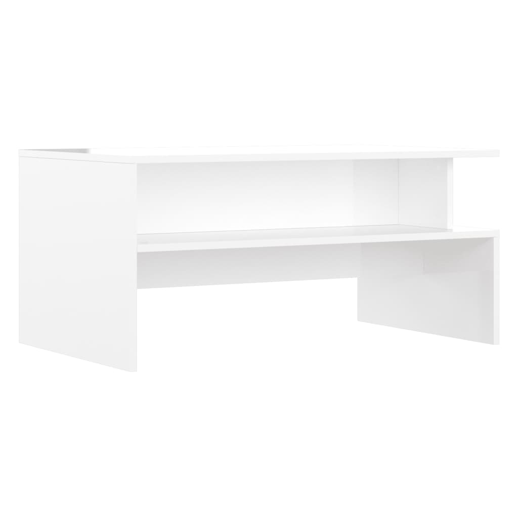 Table basse blanc brillant 90x55x42,5 cm bois d'ingénierie