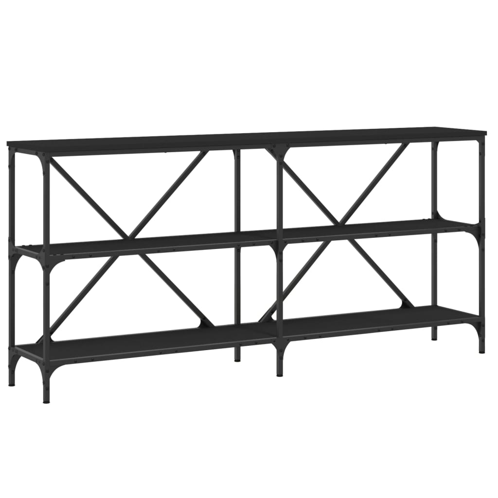 Black console table 160x30x75 cm engineering and iron wood