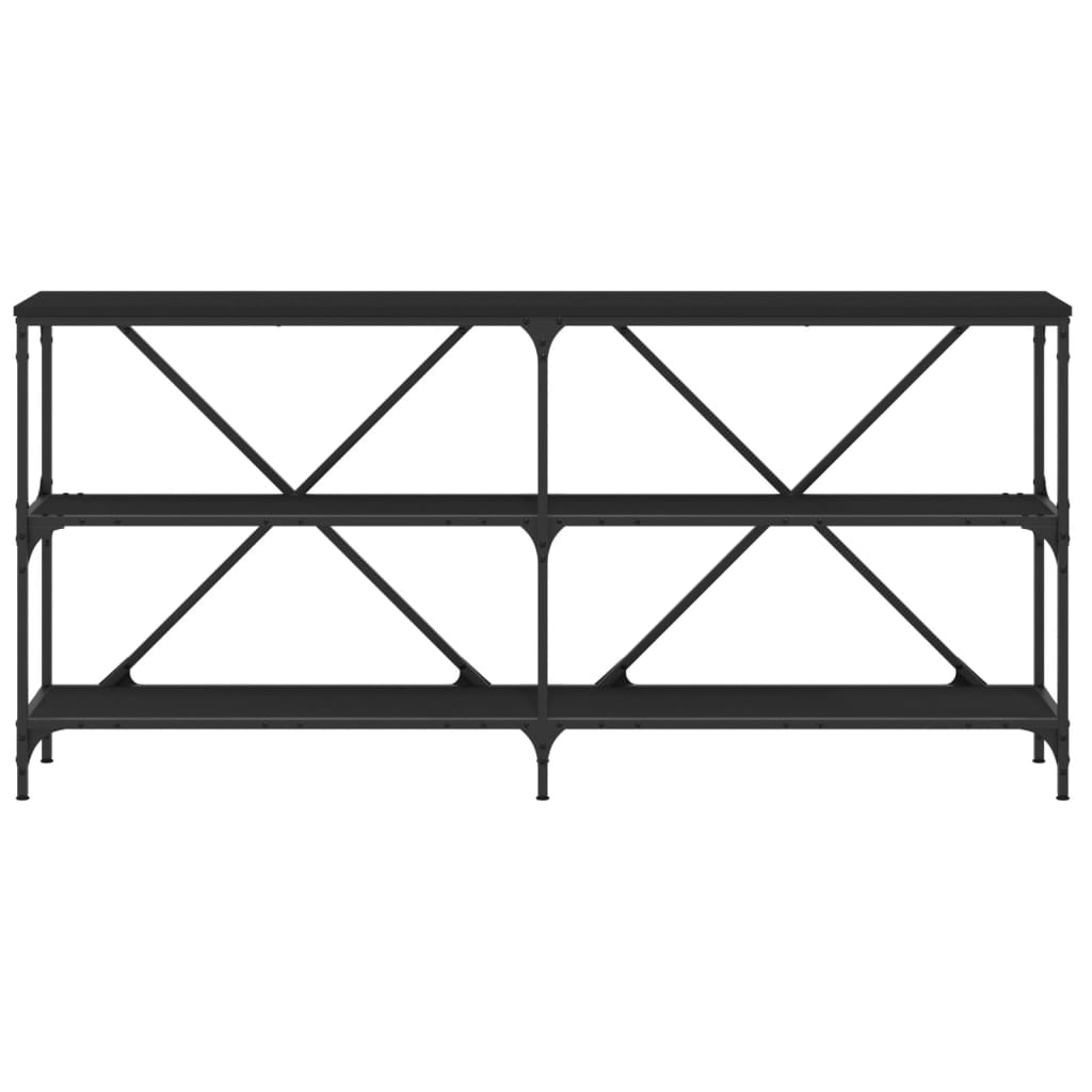 Black console table 160x30x75 cm engineering and iron wood