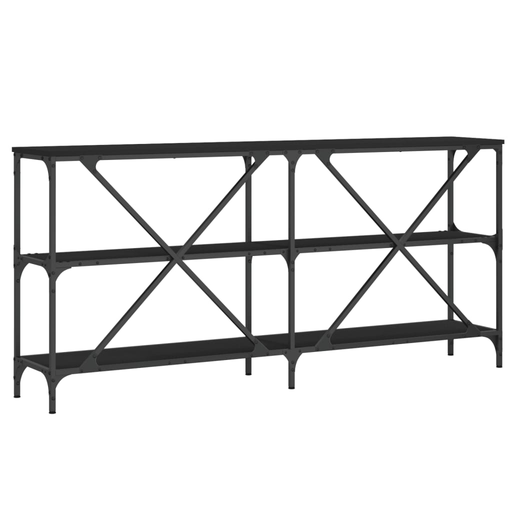 Table console noir 160x30x75 cm bois d'ingénierie et fer