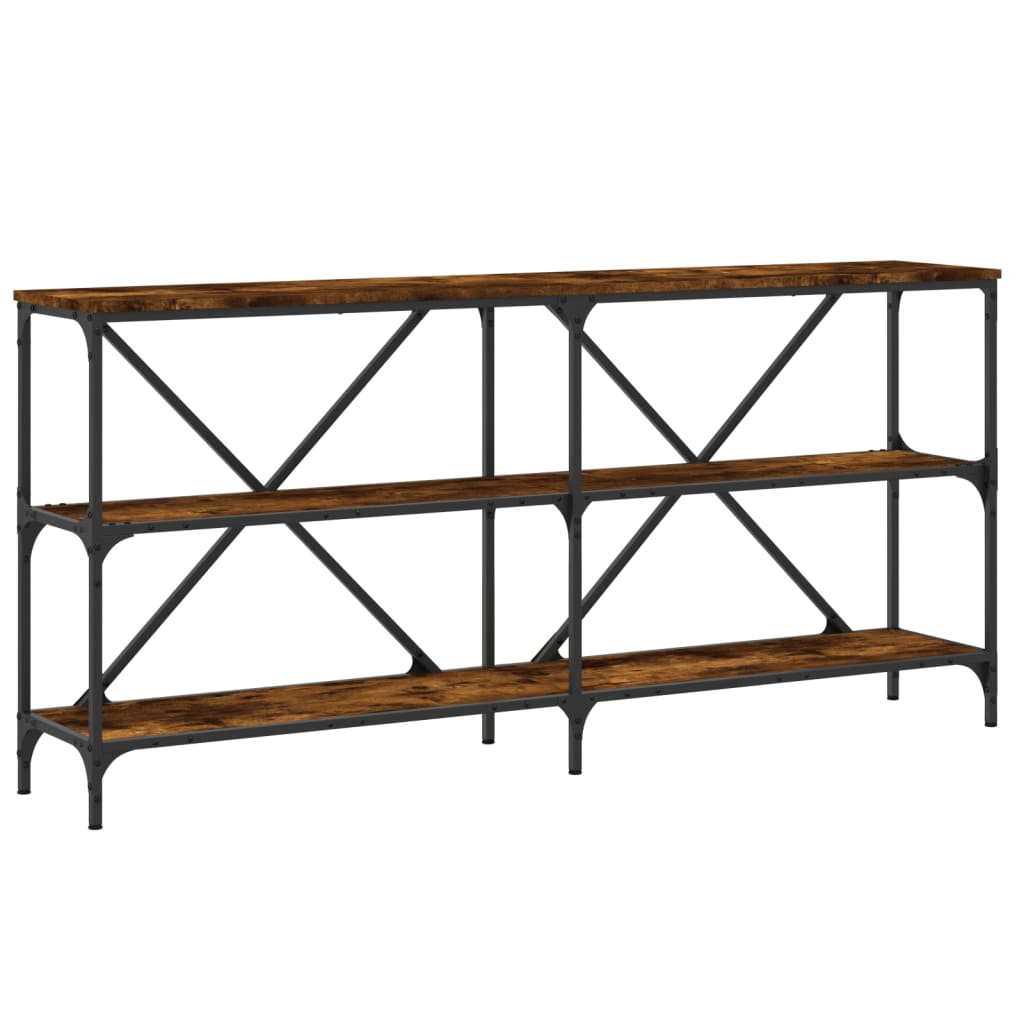 Smoked oak console table 160x30x75 cm Engineering and iron wood