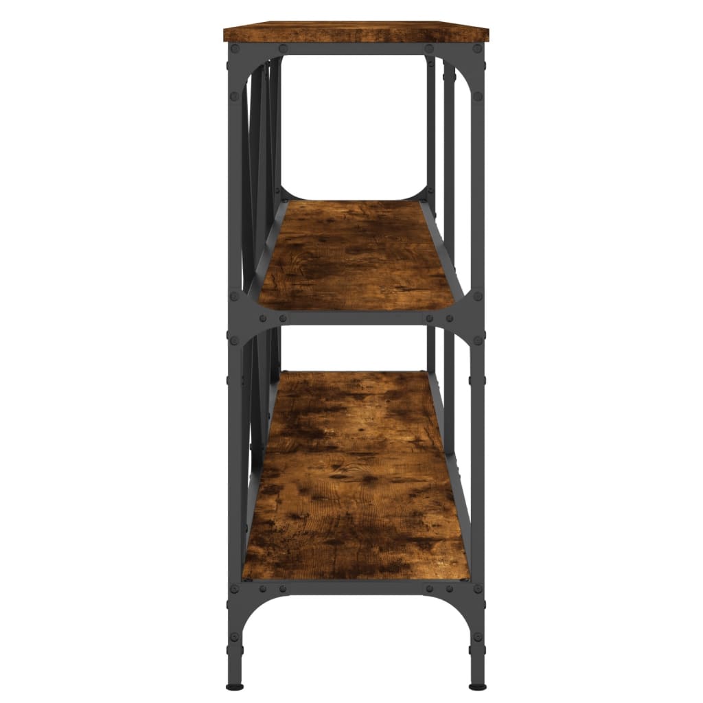 Smoked oak console table 160x30x75 cm Engineering and iron wood
