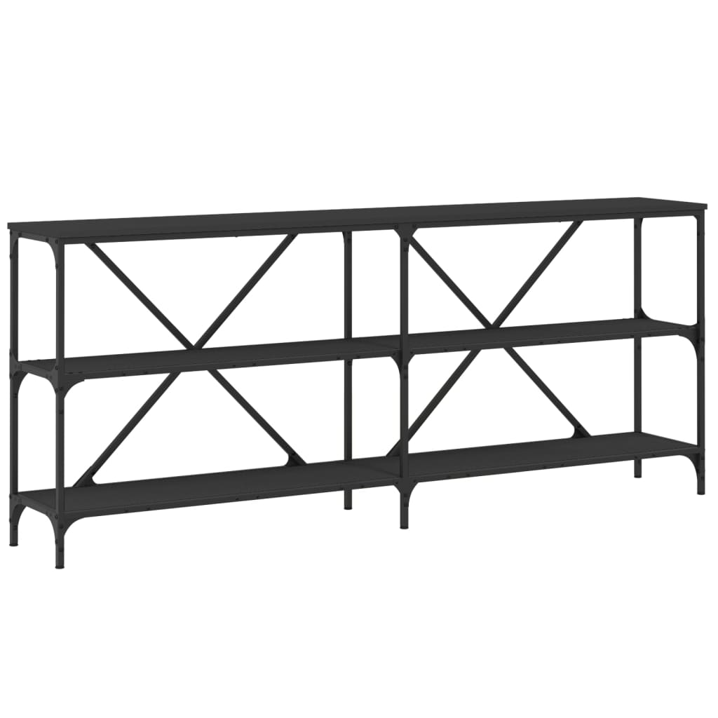 Black console table 180x30x75 cm engineering and iron wood