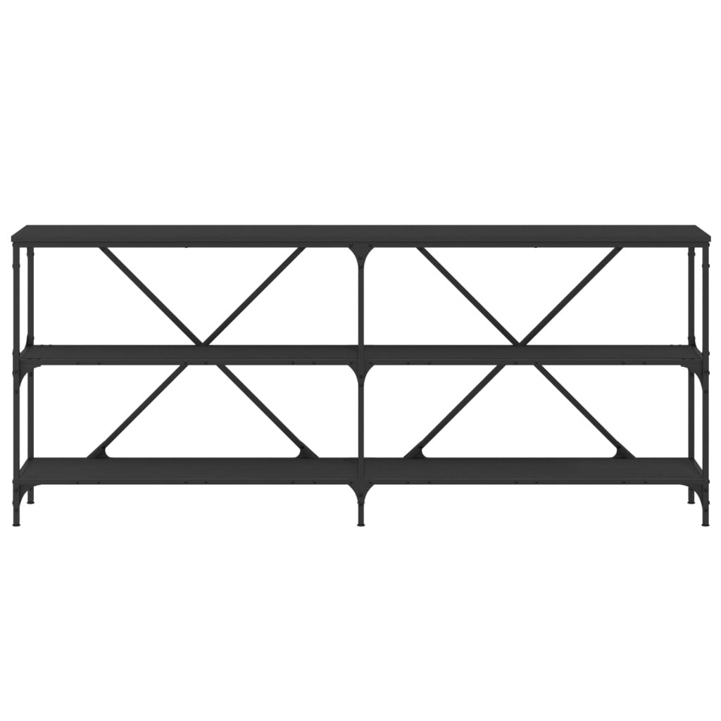 Black console table 180x30x75 cm engineering and iron wood