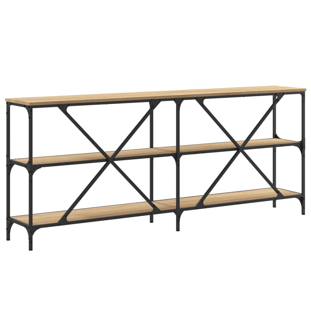 Sonoma oak console table 180x30x75cm engineering and iron wood