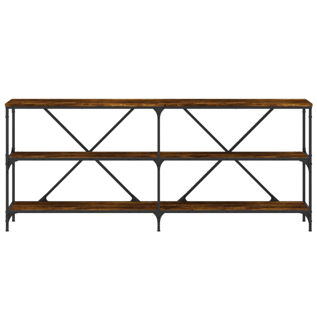 Smoked oak console table 180x30x75 cm Engineering and iron wood