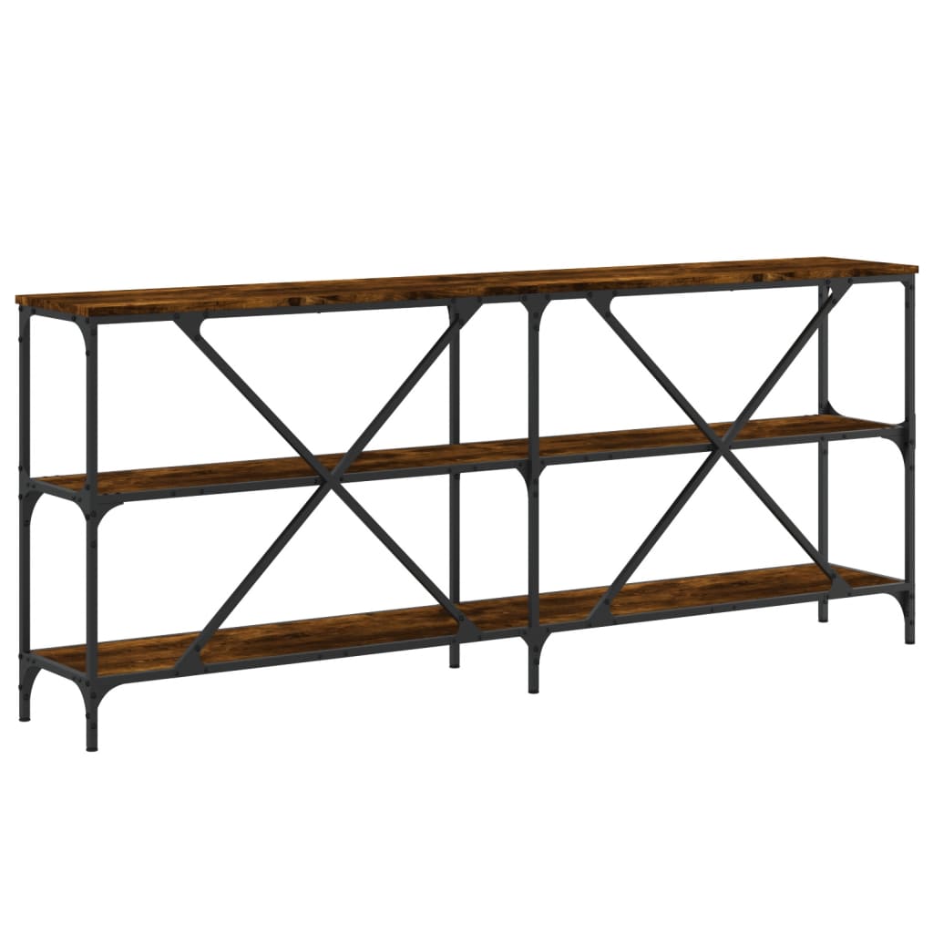 Smoked oak console table 180x30x75 cm Engineering and iron wood