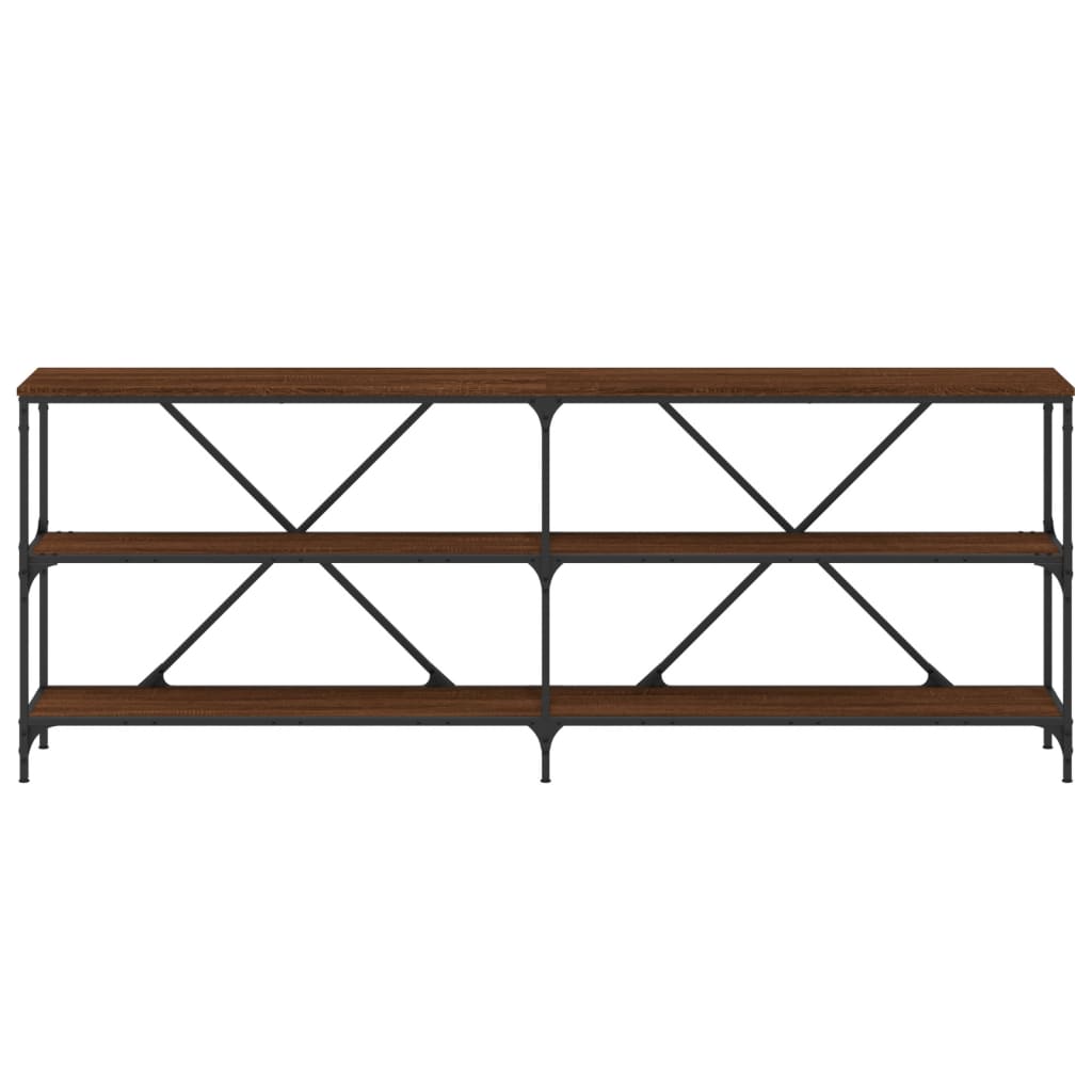 Table console chêne marron 200x30x75 bois d'ingénierie et fer