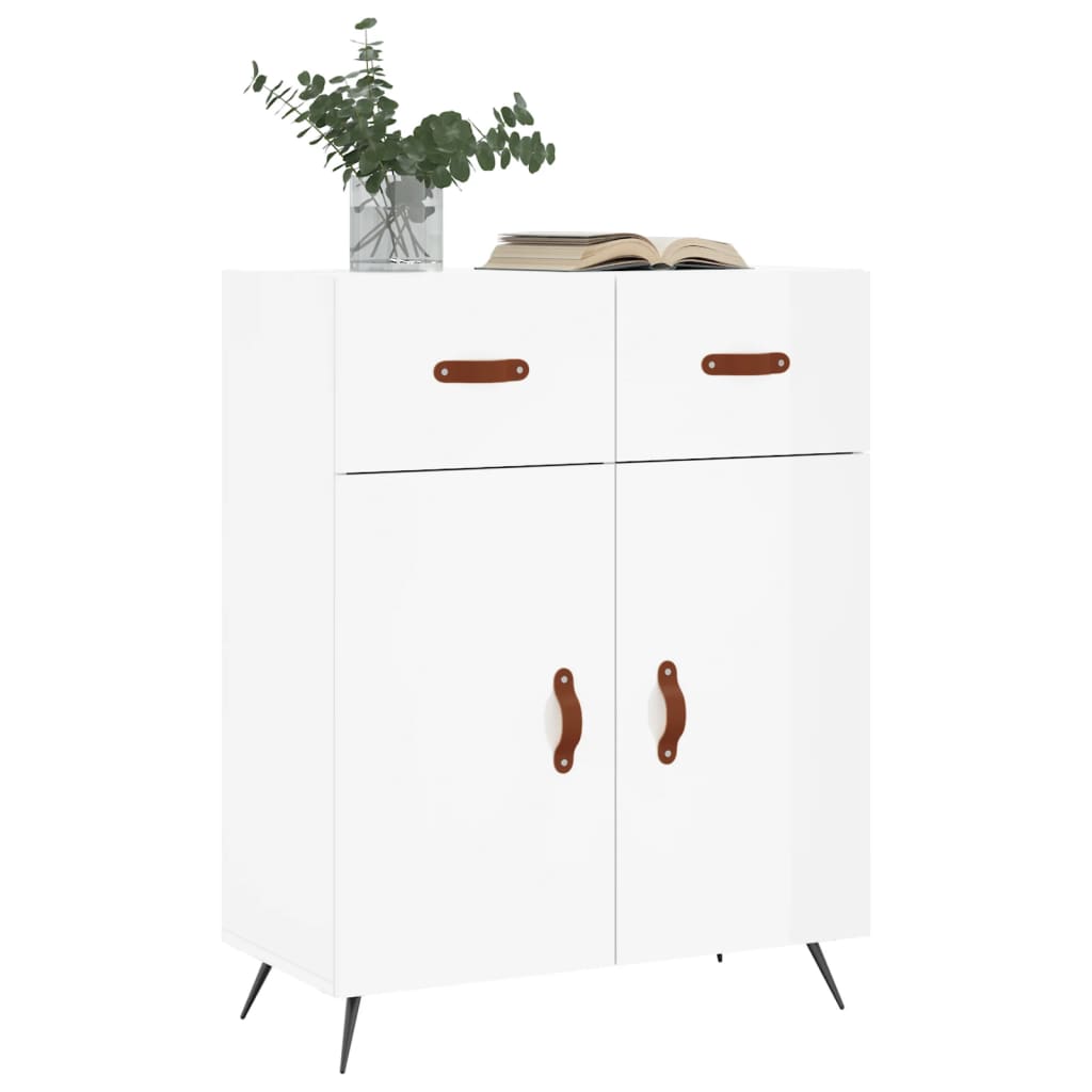 Shiny white buffet 69.5x34x90 cm Engineering wood