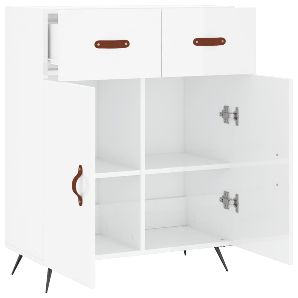 Shiny white buffet 69.5x34x90 cm Engineering wood