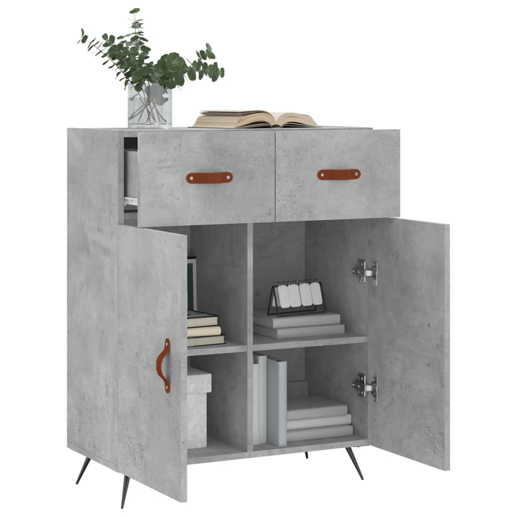 Credenza grigio cemento 69,5x34x90 cm in multistrato