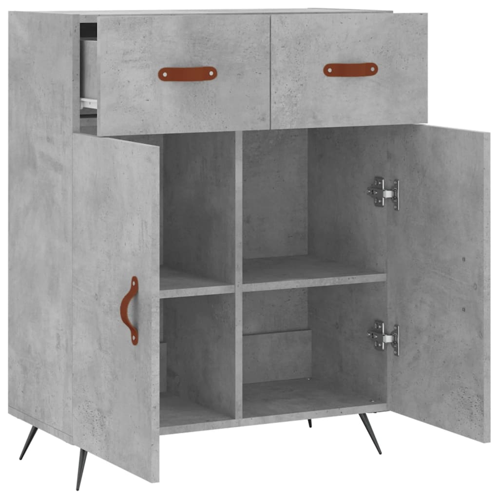 Buffet gris béton 69,5x34x90 cm bois d'ingénierie