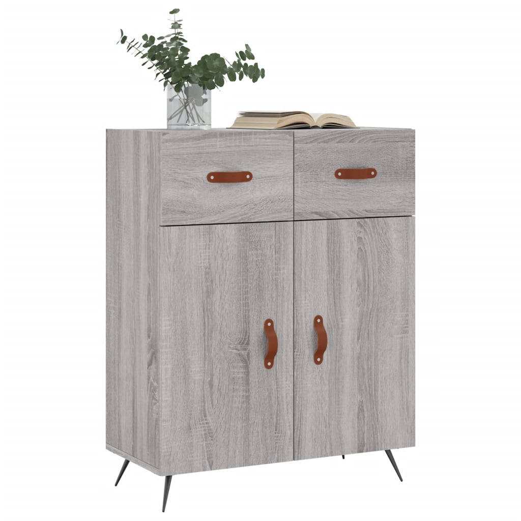 Credenza Sonoma grigia 69,5x34x90 cm in derivati ​​del legno