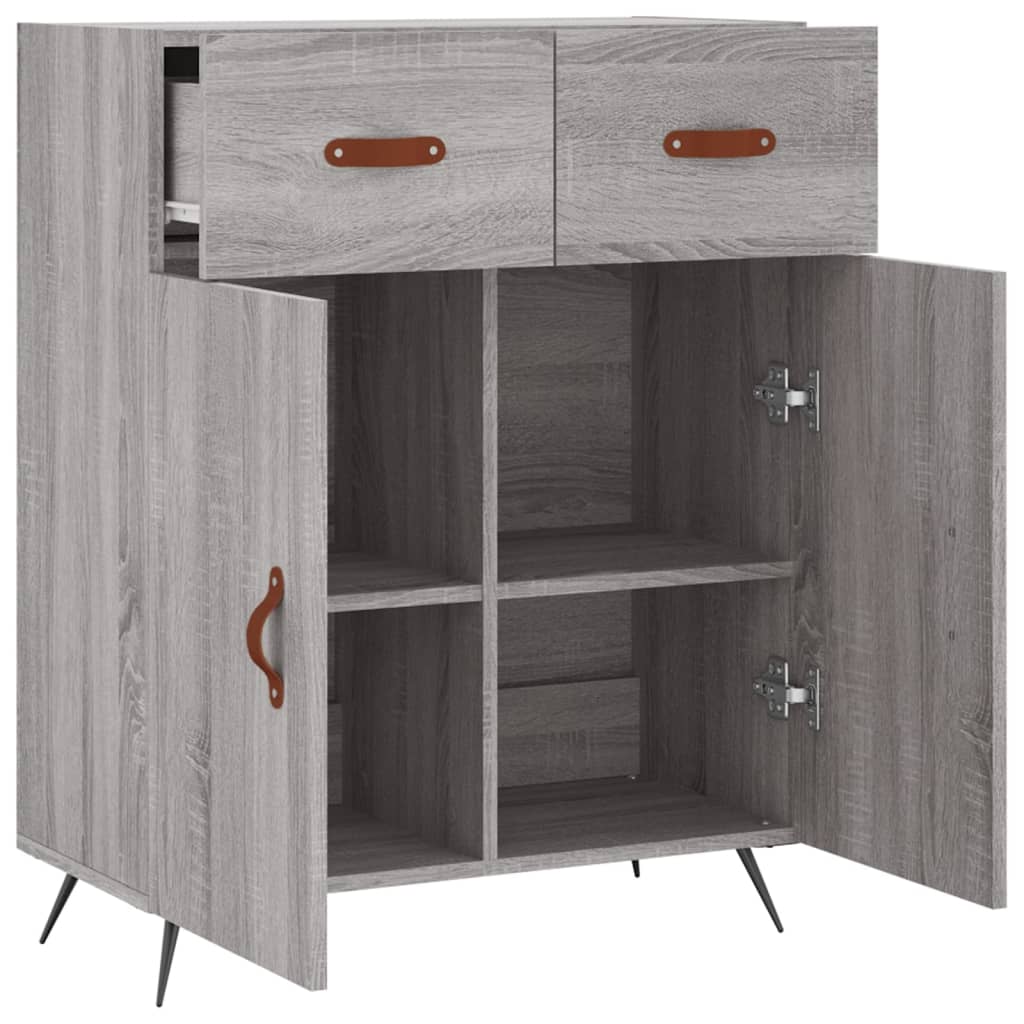 Credenza Sonoma grigia 69,5x34x90 cm in derivati ​​del legno