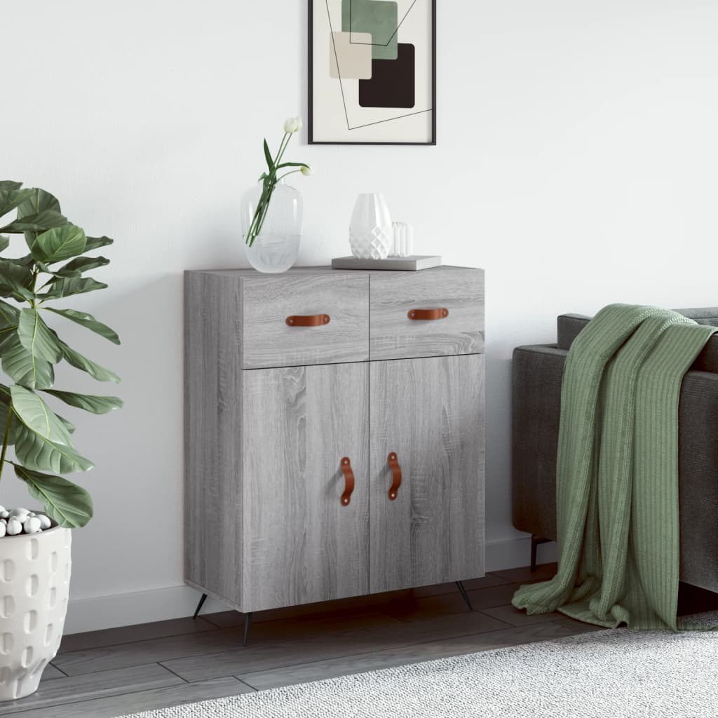 Credenza Sonoma grigia 69,5x34x90 cm in derivati ​​del legno