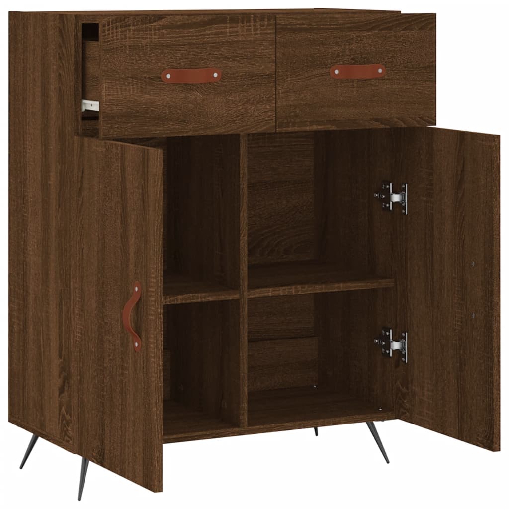 Buffet chêne marron 69,5x34x90 cm bois d'ingénierie