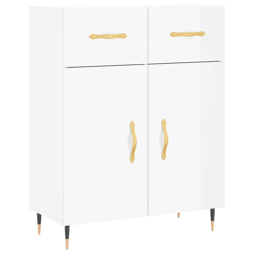 Buffet Blanc brillant 69,5x34x90 cm Bois d'ingénierie