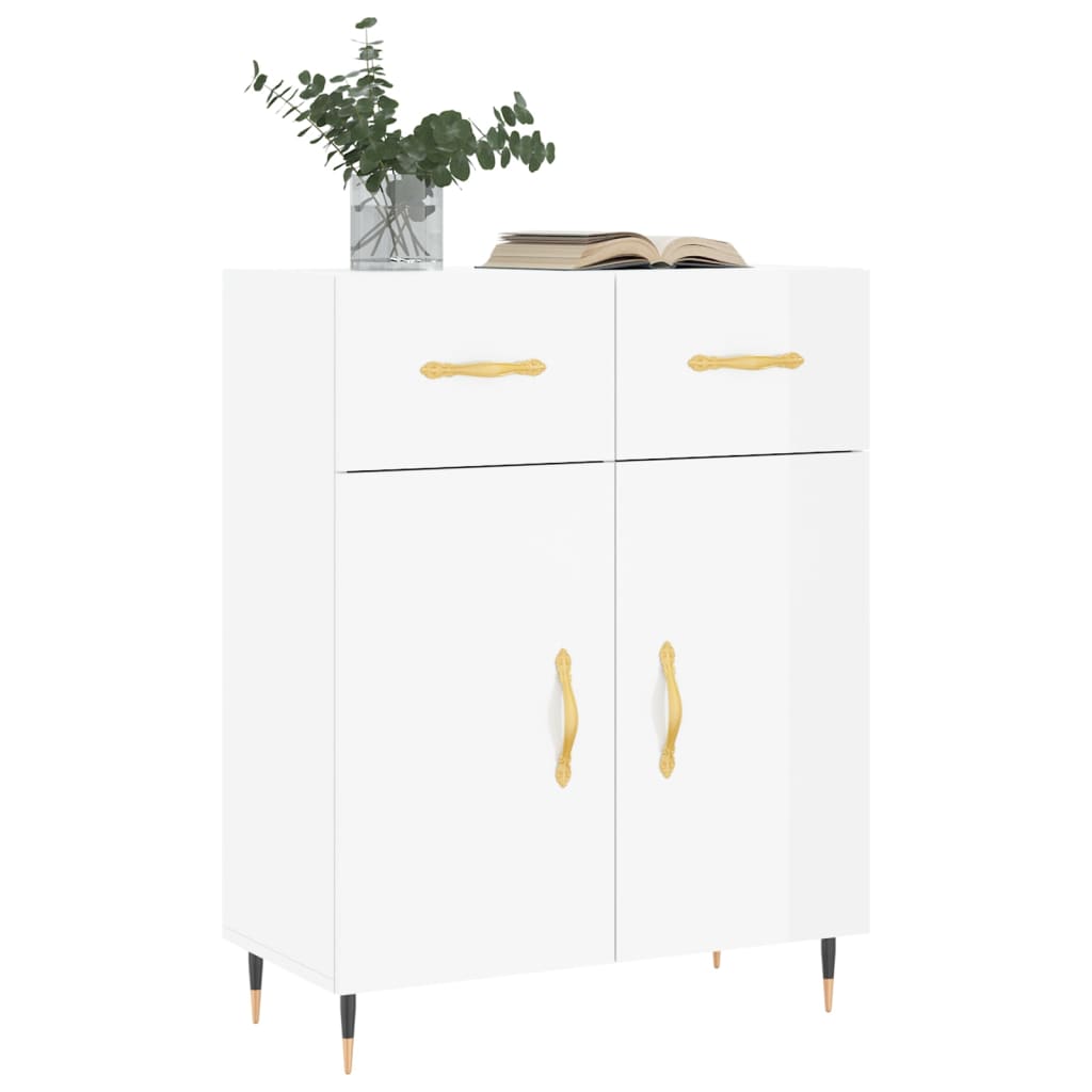 Shiny white buffet 69.5x34x90 cm Engineering wood